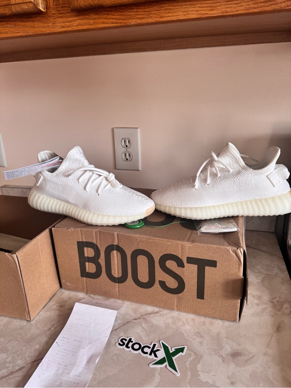 Yeezy Cream White Knit Sneakers - Picture 2 of 6